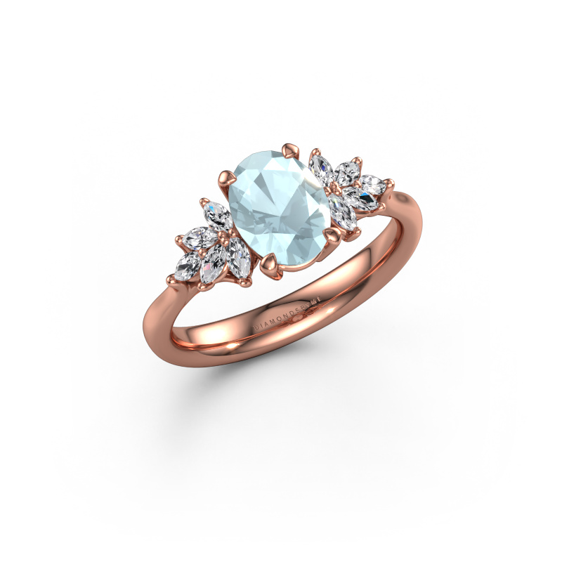 Image of Engagement ring Fiona OVL 585 rose gold Aquamarine 8x6 mm