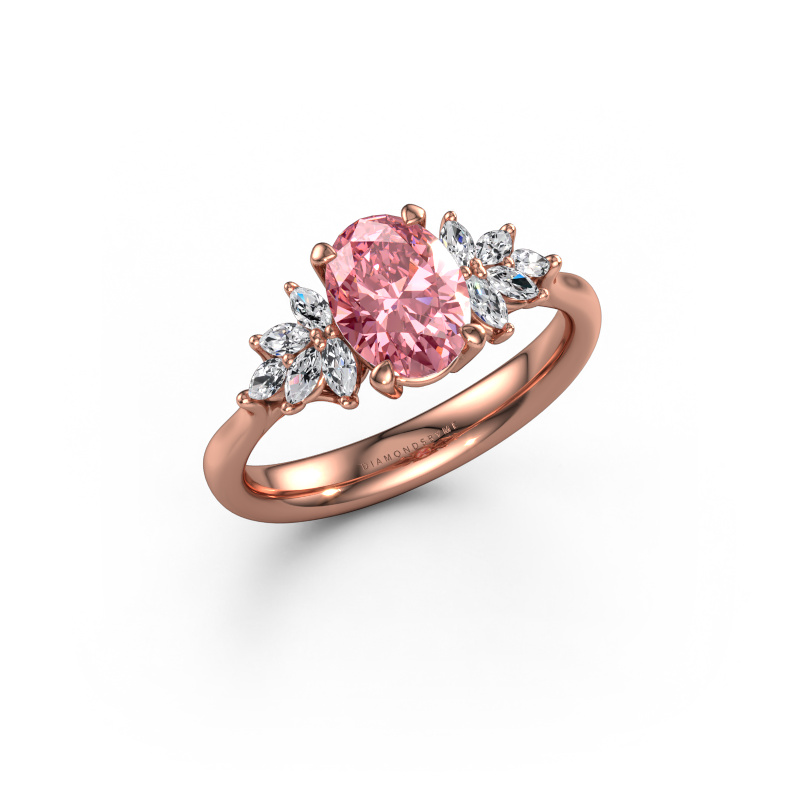 Image of Engagement ring Fiona OVL 585 rose gold Pink lab grown diamond 8x6 mm