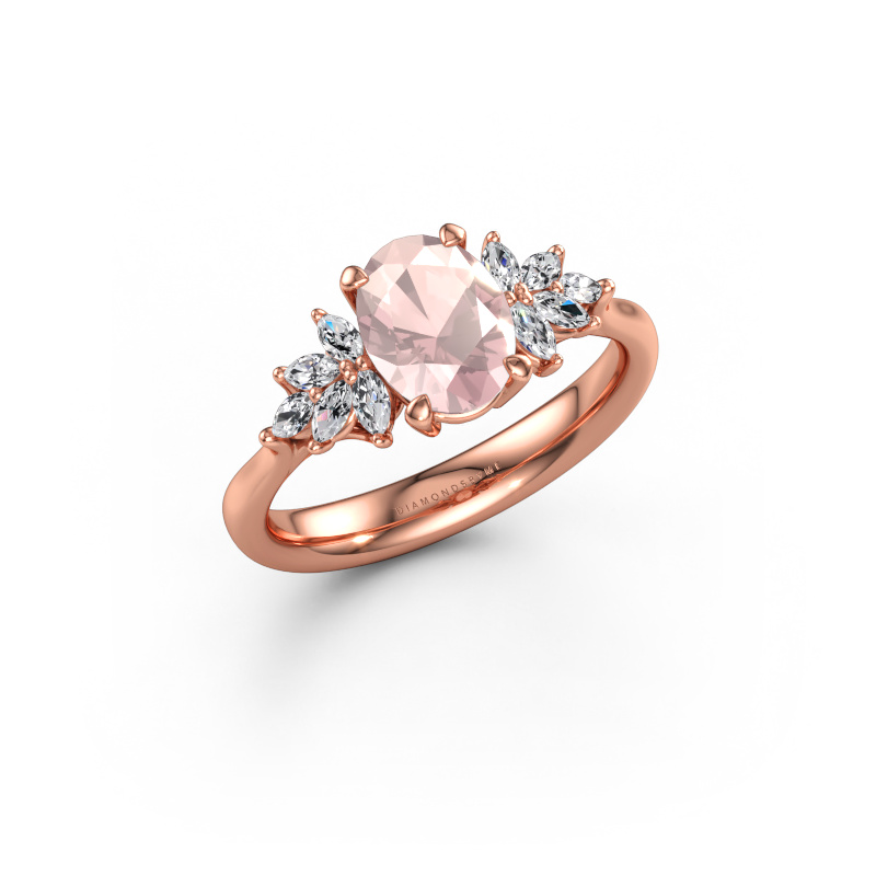 Bild av Förlovningsring Fiona OVL 585 roséguld Champagnefärgad morganit 8x6 mm