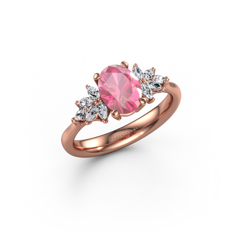 Image de Bague de fiançailles Fiona OVL 585 or rose Saphir rose 8x6 mm