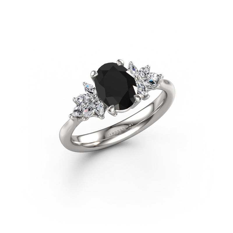 Image of Engagement ring Fiona OVL 585 white gold Black diamond 1.65 crt