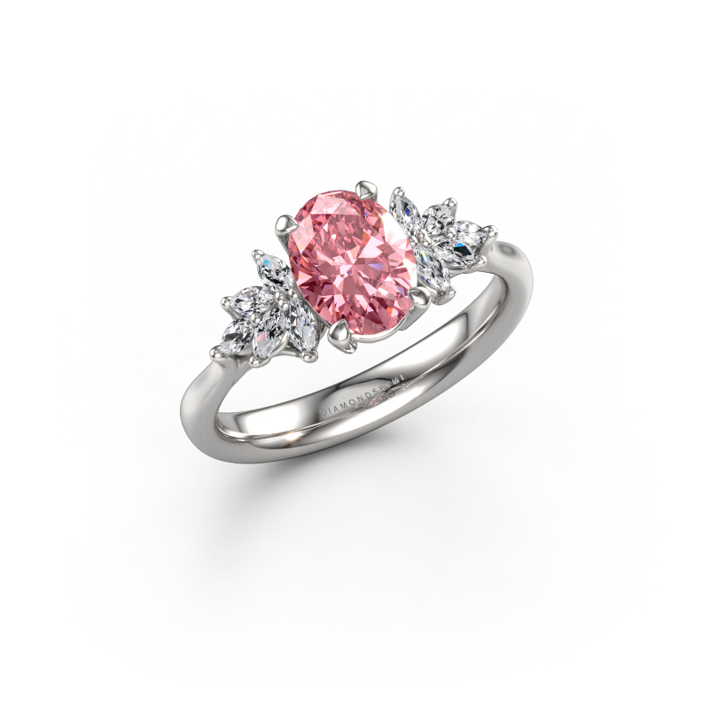 Bild von Verlobungsring Fiona OVL 585 Weißgold Rosa Labordiamant 8x6 mm