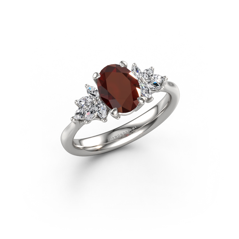 Image of Engagement ring Fiona OVL 950 platinum Garnet 8x6 mm