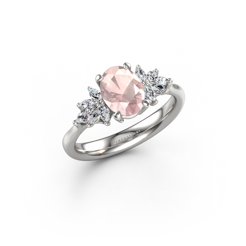 Image of Engagement ring Fiona OVL 950 platinum Morganite champagne 8x6 mm