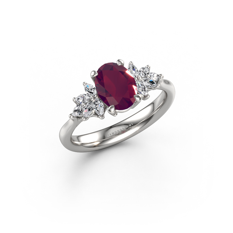 Image of Engagement ring Fiona OVL 950 platinum Rhodolite 8x6 mm