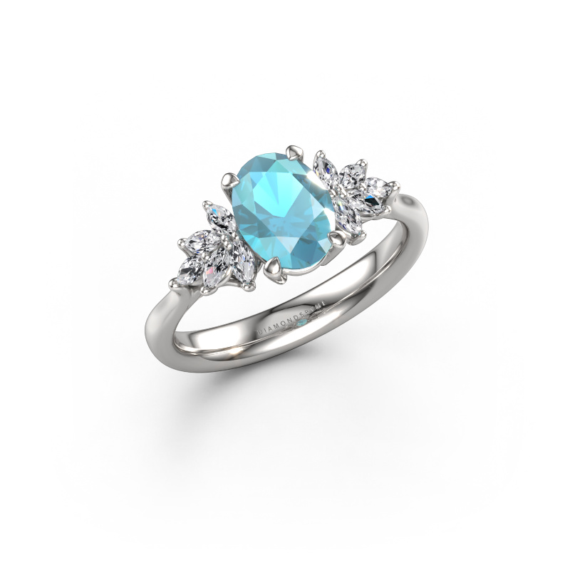 Image of Engagement ring Fiona OVL 950 platinum Blue topaz 8x6 mm