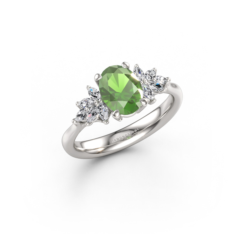Immagine di Anello di fidanzamento Fiona OVL 950 platino Tormalina verde 8x6 mm