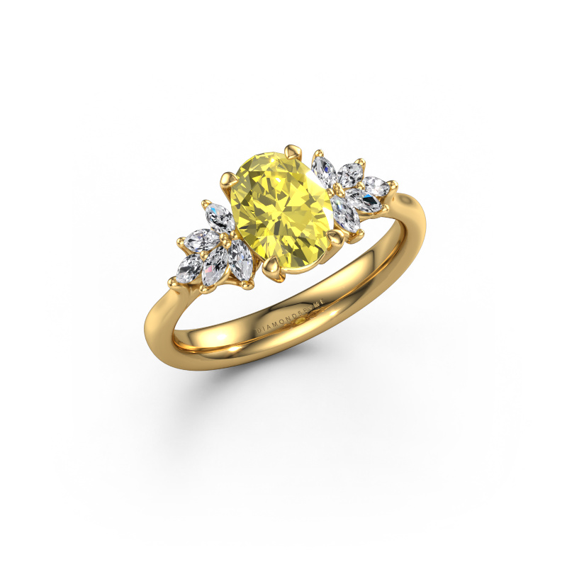Image de Bague de fiançailles Fiona OVL 585 or jaune Diamants synthétiques jaune 8x6 mm