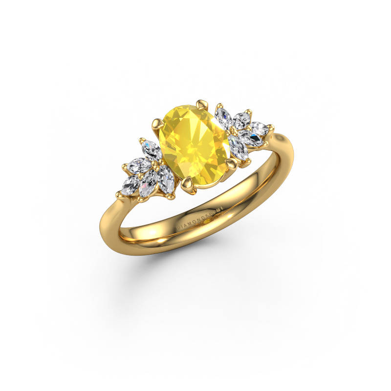 Image of Engagement ring Fiona OVL 585 gold Yellow sapphire 8x6 mm