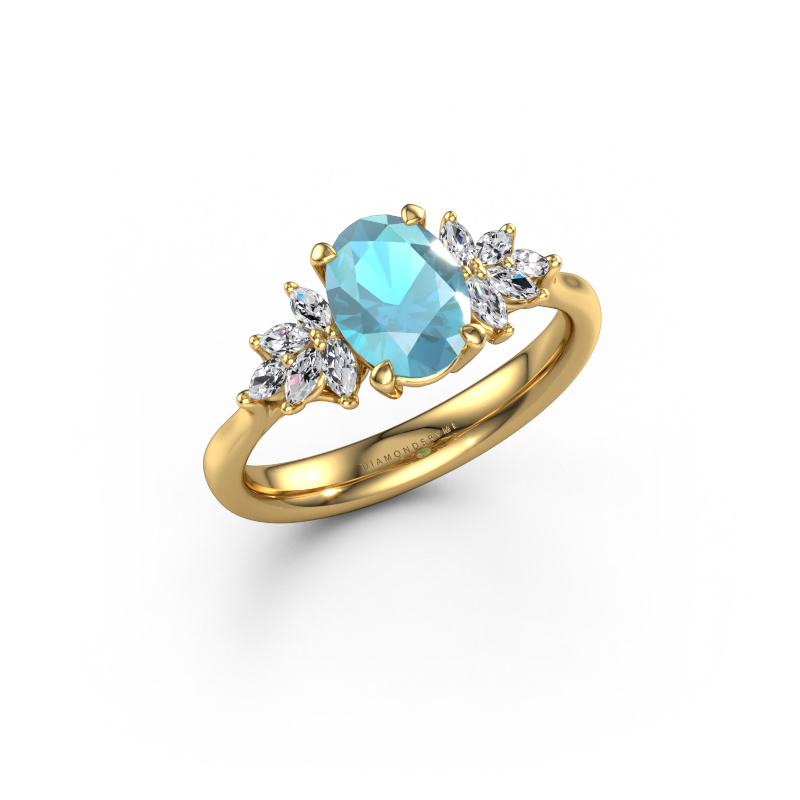 Bild von Verlobungsring Fiona OVL 585 Gold Blau Topas 8x6 mm