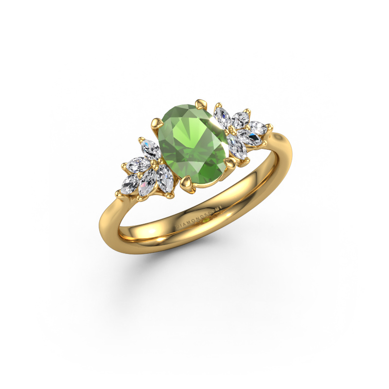 Image de Bague de fiançailles Fiona OVL 585 or jaune Vert tourmaline 8x6 mm