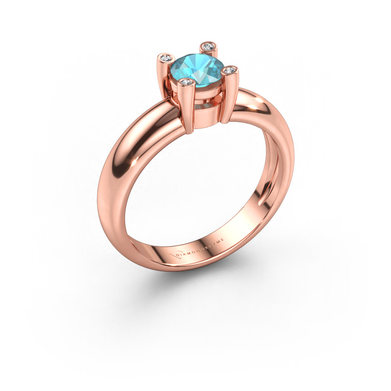 Immagine di Anello Fleur 585 oro rosa Topazio blu 4.7 mm
