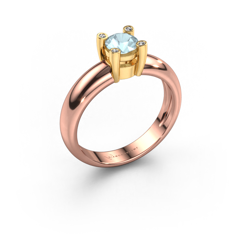 Image de Bague Fleur 585 or rose Aigue-marine 4.7 mm