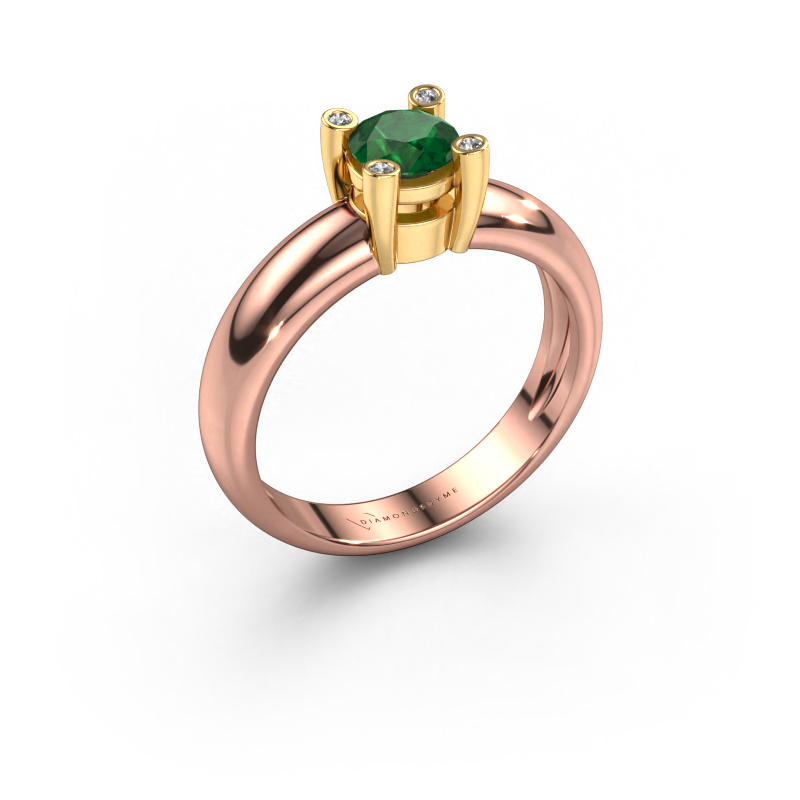 Image of Ring Fleur 585 rose gold Emerald 4.7 mm