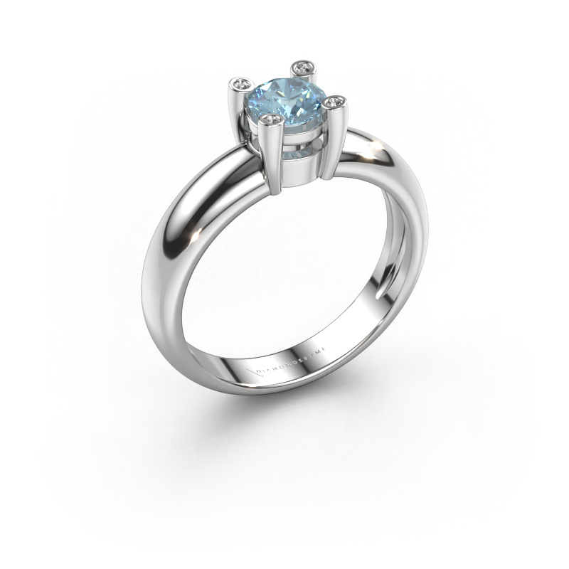 Afbeelding van Ring Fleur 950 platina Blauwe lab grown diamant 4.7 mm