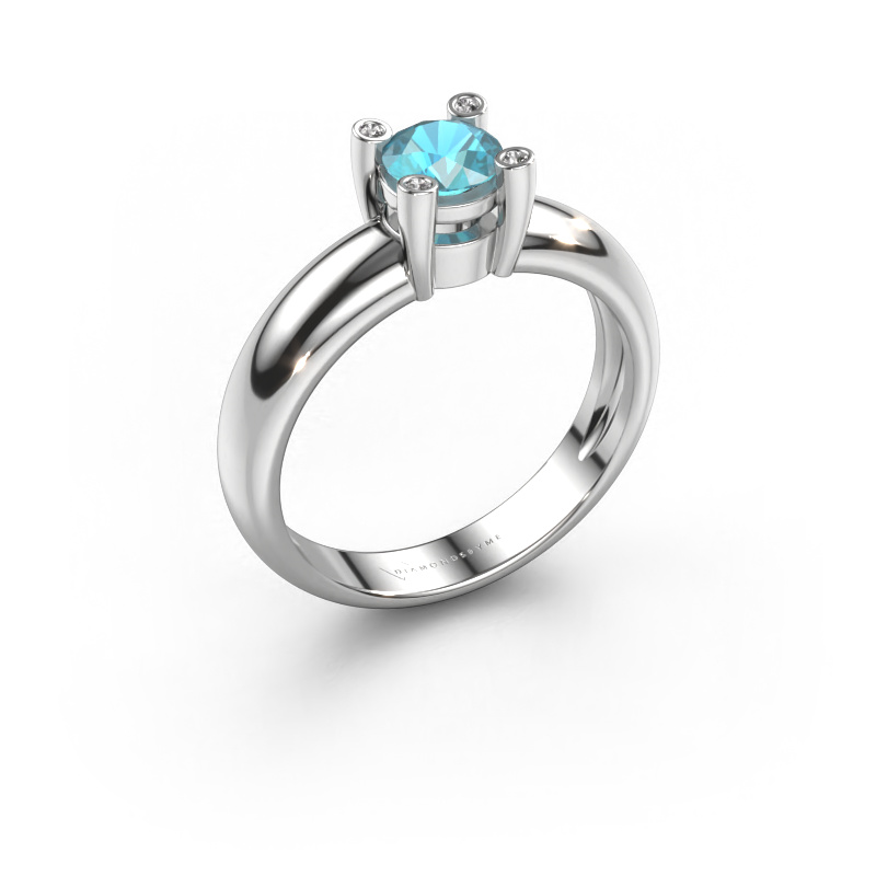 Image de Bague Fleur 950 platine Topaze bleue 4.7 mm