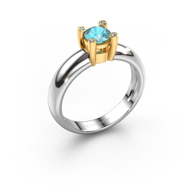 Image of Ring Fleur 585 white gold Blue topaz 4.7 mm