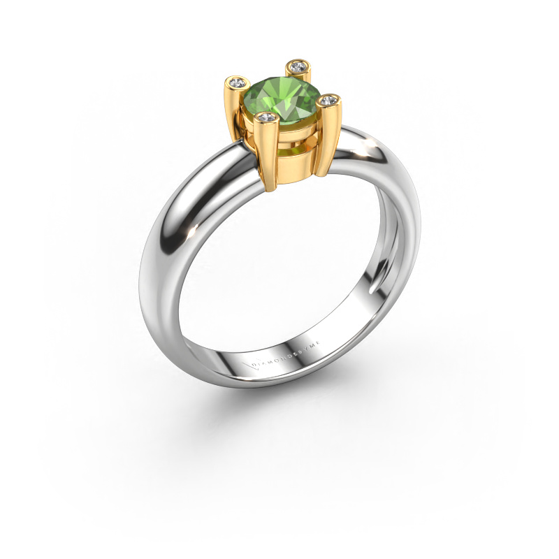 Afbeelding van Ring Fleur 585 witgoud Toermalijn groen 4.7 mm
