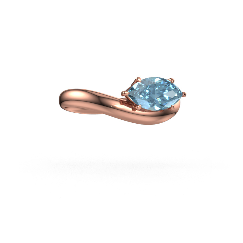 Image of Engagement ring Floor MRQ 585 rose gold Blue lab grown diamond 11x5.5 mm