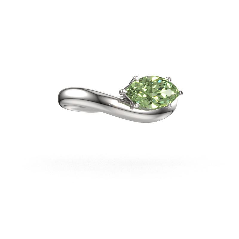 Image of Engagement ring Floor MRQ 585 white gold Green lab grown diamond 11x5.5 mm