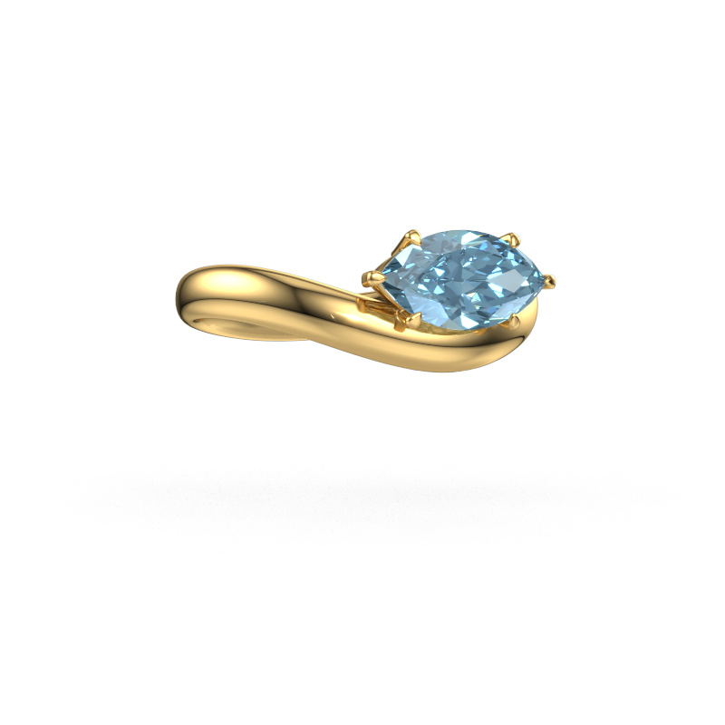 Image de Bague de fiançailles Floor MRQ 585 or jaune Diamant synthétique bleu 11x5.5 mm