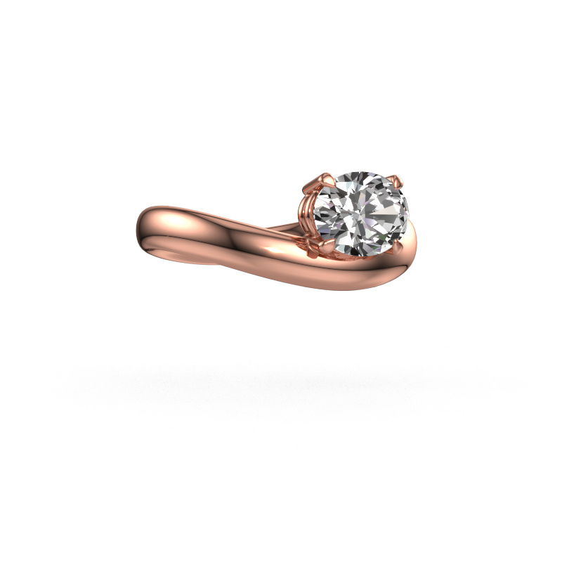 Image of Engagement ring Floor OVL 585 rose gold Custom diamond 8x6 mm