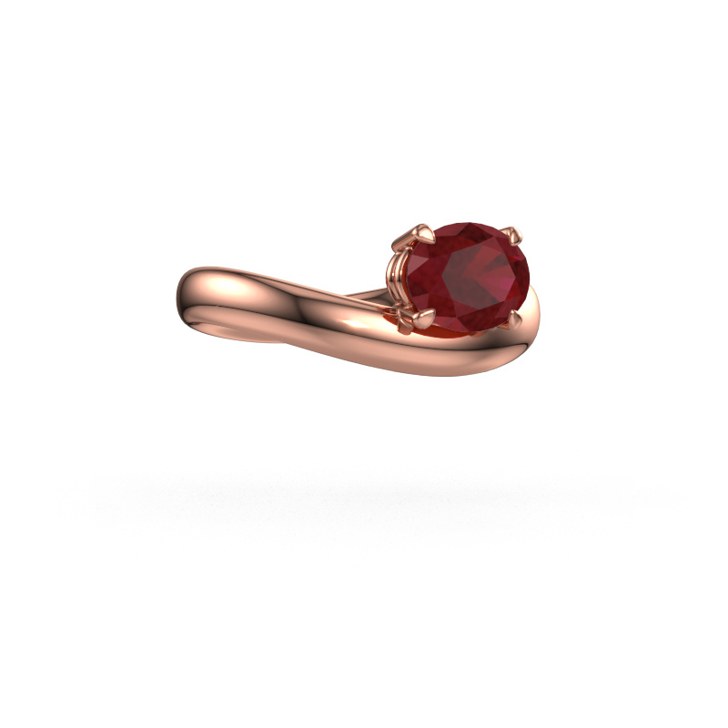 Image of Engagement ring Floor OVL 585 rose gold Ruby 8x6 mm