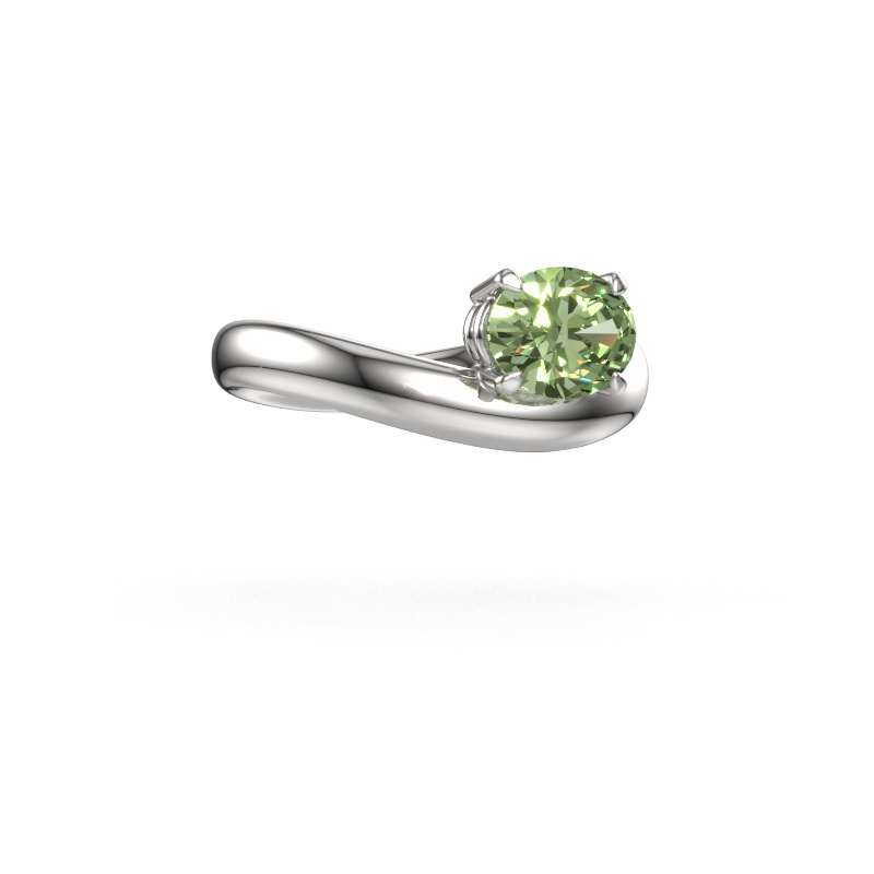 Bild von Verlobungsring Floor OVL 585 Weißgold Grüner Labor-Diamant 8x6 mm