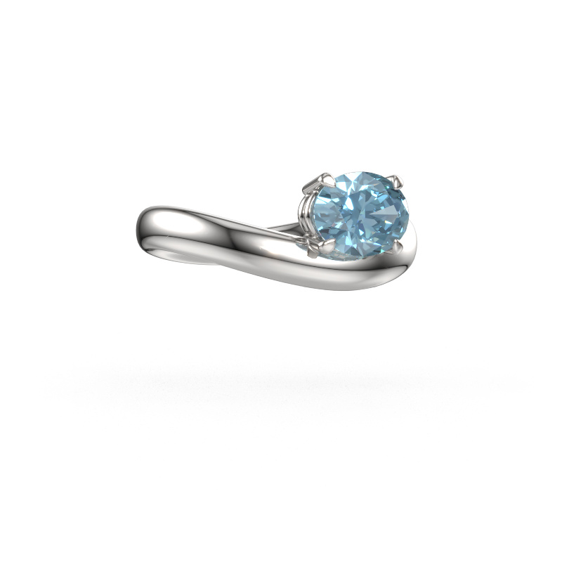 Image of Engagement ring Floor OVL 950 platinum Blue lab grown diamond 8x6 mm