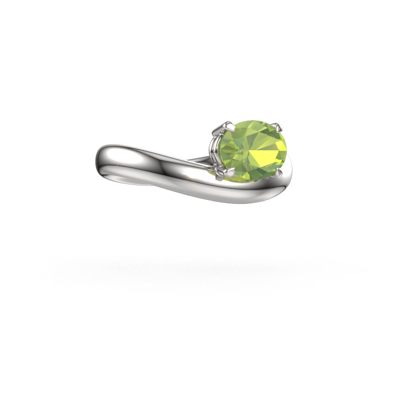 Image of Engagement ring Floor OVL 950 platinum Peridot 8x6 mm