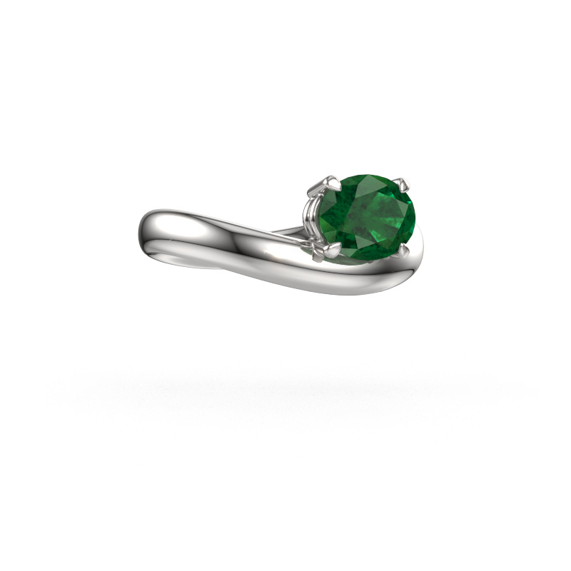 Image of Engagement ring Floor OVL 950 platinum Emerald 8x6 mm