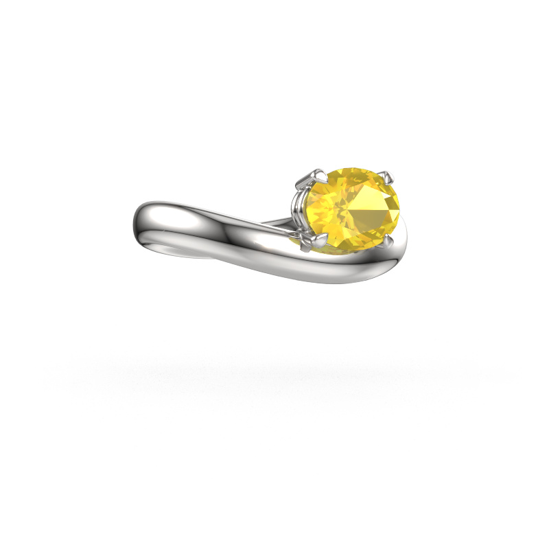 Image of Engagement ring Floor OVL 950 platinum Yellow sapphire 8x6 mm