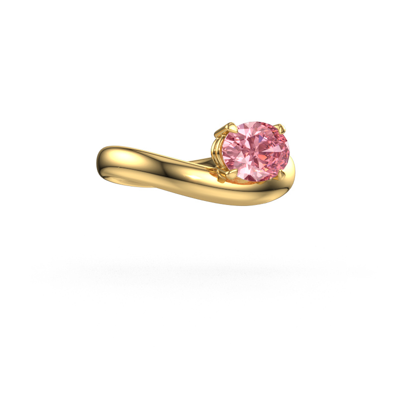Image of Engagement ring Floor OVL 585 gold Pink lab grown diamond 8x6 mm