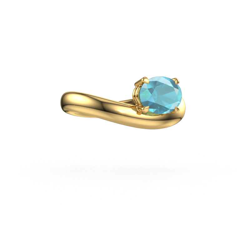 Image of Engagement ring Floor OVL 585 gold Blue topaz 8x6 mm