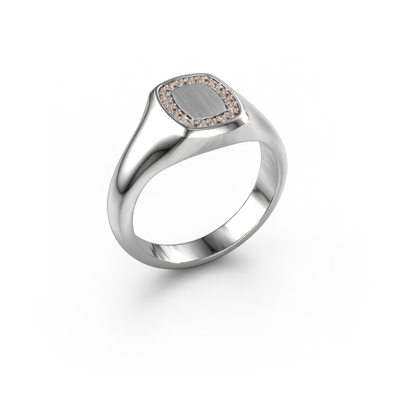 Image of Men's ring Floris Cushion 1 585 white gold Brown diamond 0.15 crt