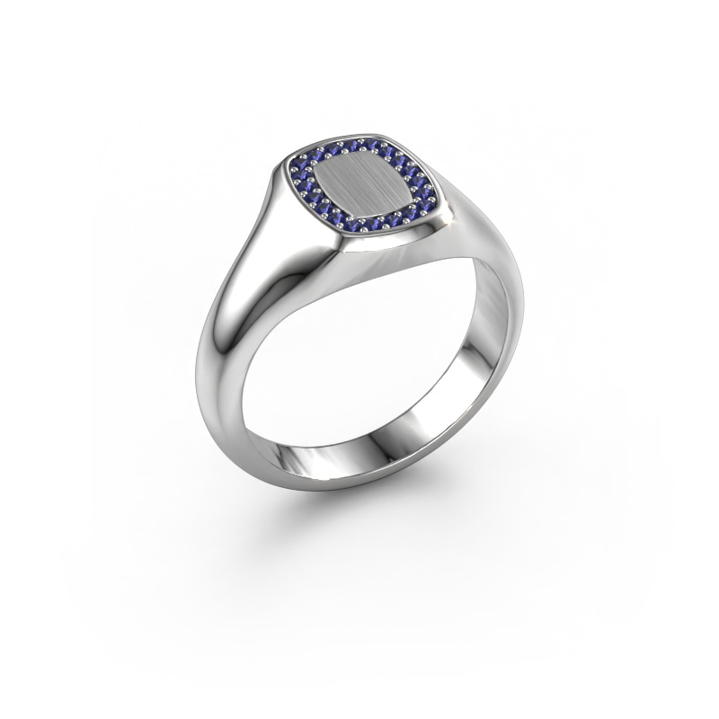 Image of Men's ring Floris Cushion 1 950 platinum Sapphire 1.2 mm
