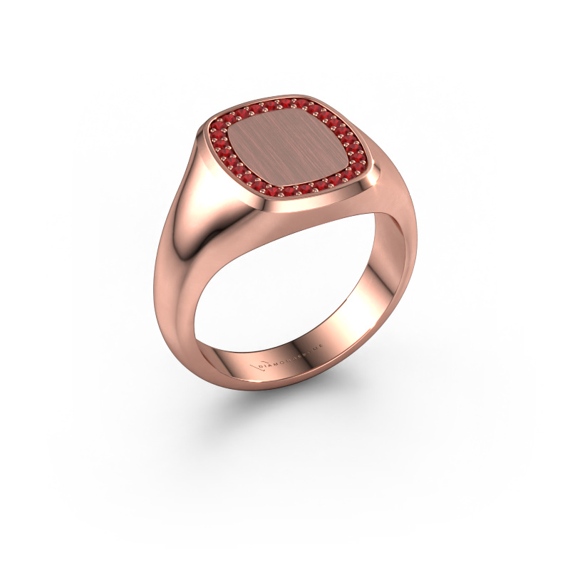 Image of Men's ring Floris Cushion 2 585 rose gold Ruby 1.2 mm