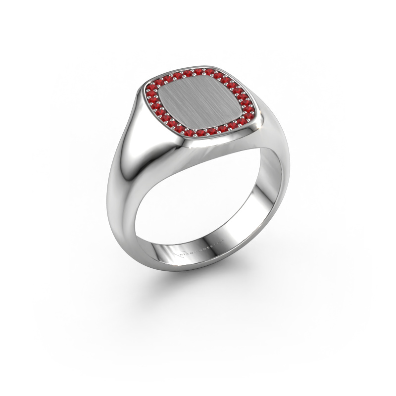Image of Men's ring Floris Cushion 2 585 white gold Ruby 1.2 mm