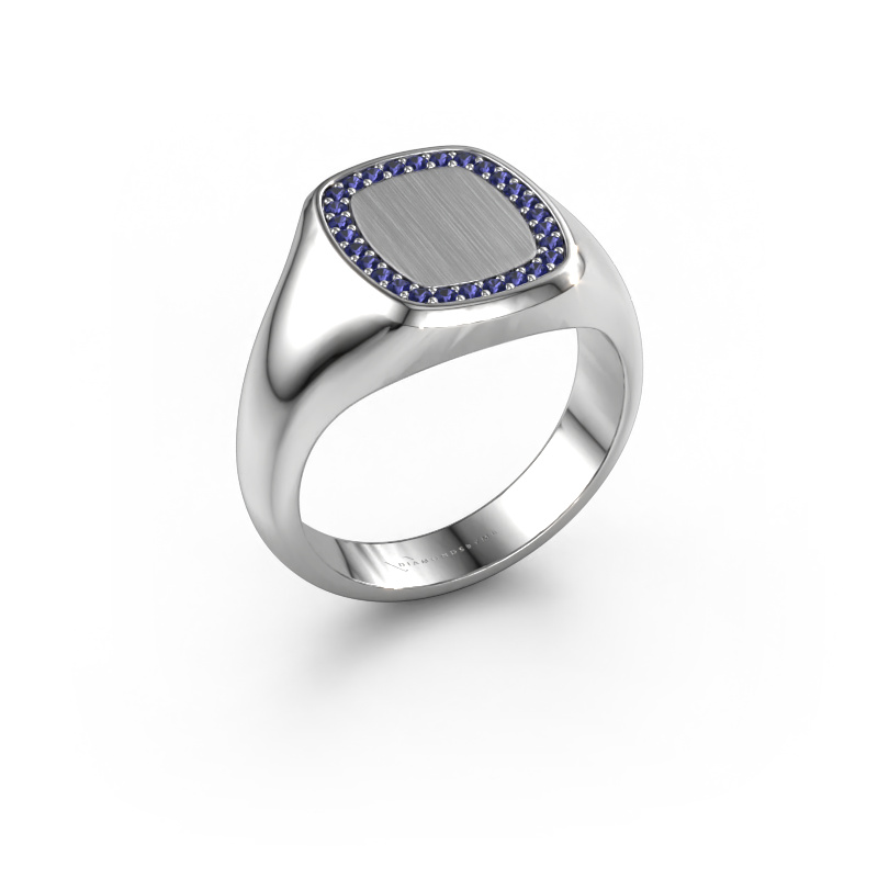 Image of Men's ring Floris Cushion 2 585 white gold Sapphire 1.2 mm