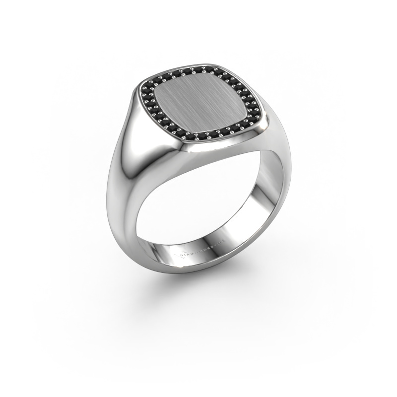 Image of Men's ring Floris Cushion 3 950 platinum Black diamond 0.270 crt