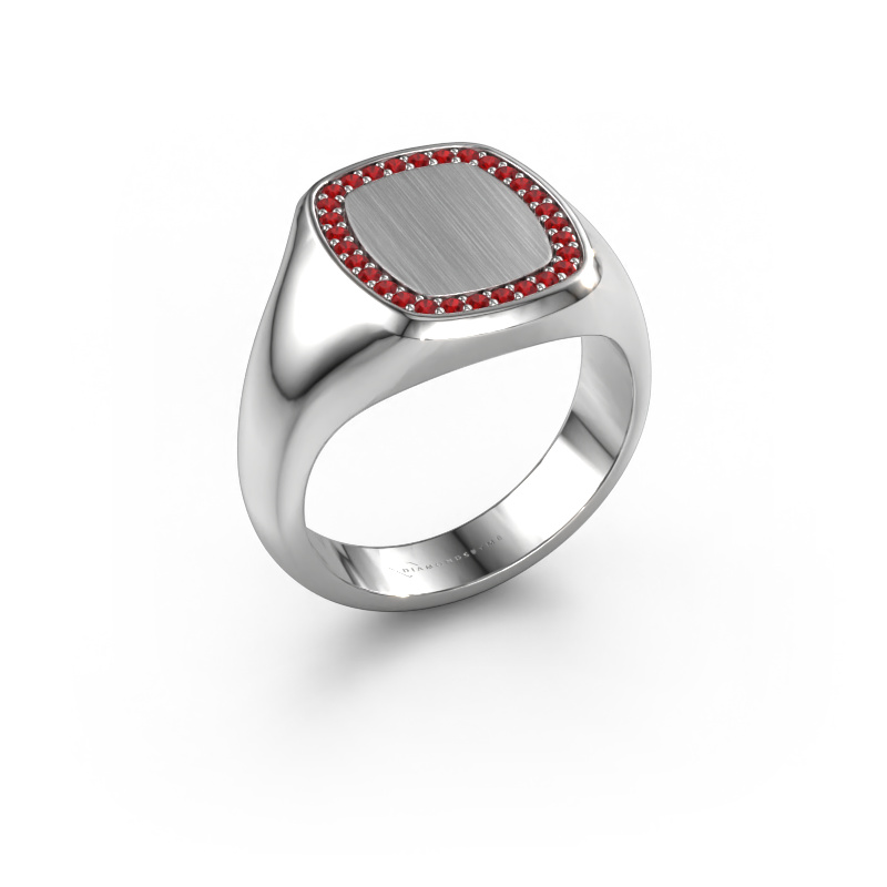 Image of Men's ring Floris Cushion 3 585 white gold Ruby 1.2 mm