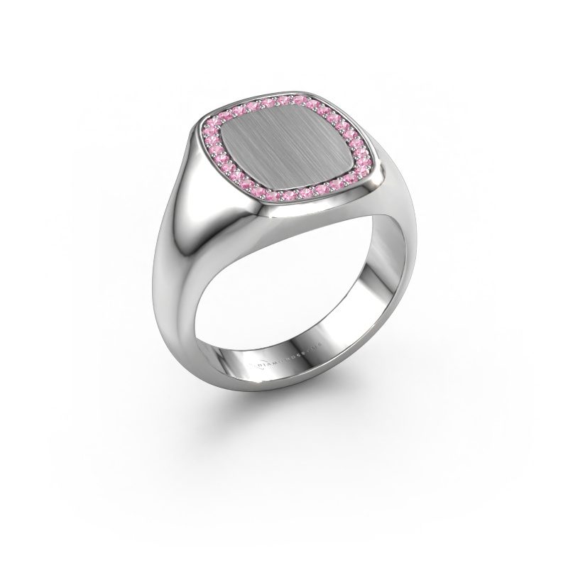 Image of Men's ring Floris Cushion 3 585 white gold Pink sapphire 1.2 mm