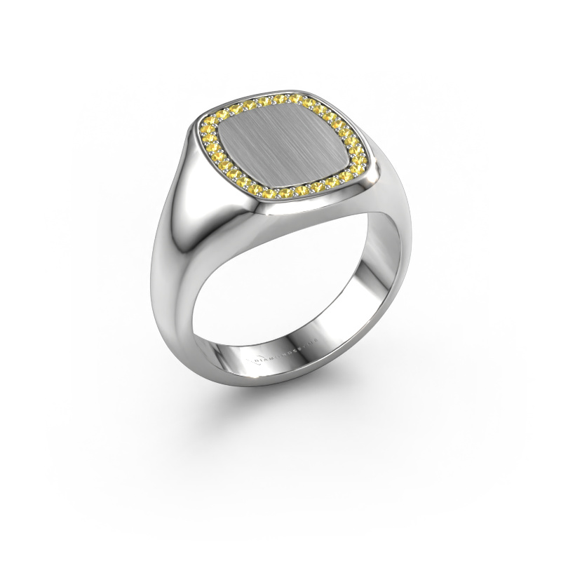 Image of Men's ring Floris Cushion 3 950 platinum Yellow sapphire 1.2 mm