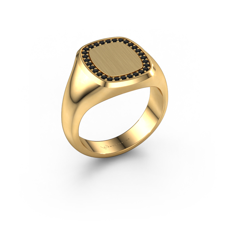 Image of Men's ring Floris Cushion 3 585 gold Black diamond 0.270 crt