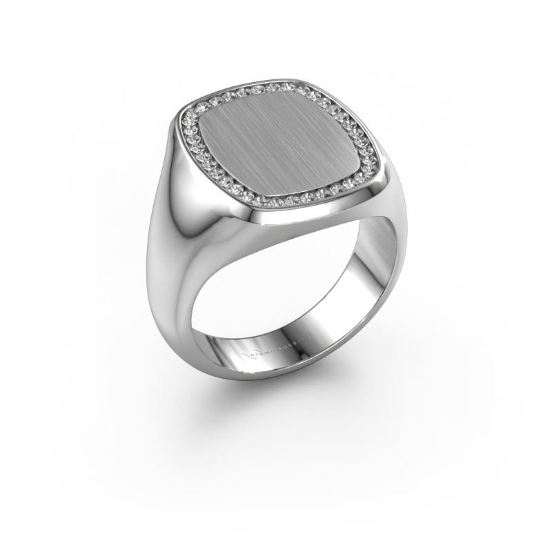 Image of Men's ring Floris Cushion 4 585 white gold Zirconia 1.2 mm
