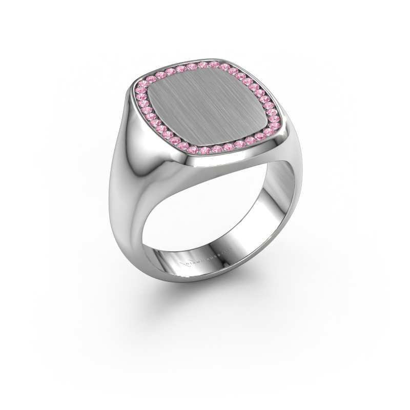 Image of Men's ring Floris Cushion 4 585 white gold Pink sapphire 1.2 mm