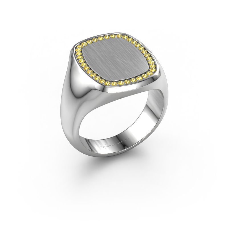 Image of Men's ring Floris Cushion 4 950 platinum Yellow sapphire 1.2 mm