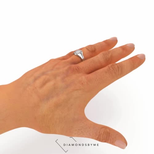 Image of Signet ring Dalia Cushion 1 585 white gold Zirconia 1.2 mm