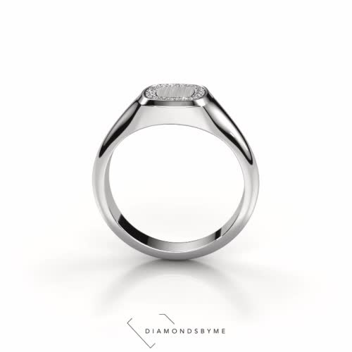 Image of Signet ring Dalia Cushion 1 950 platinum Sapphire 1.2 mm