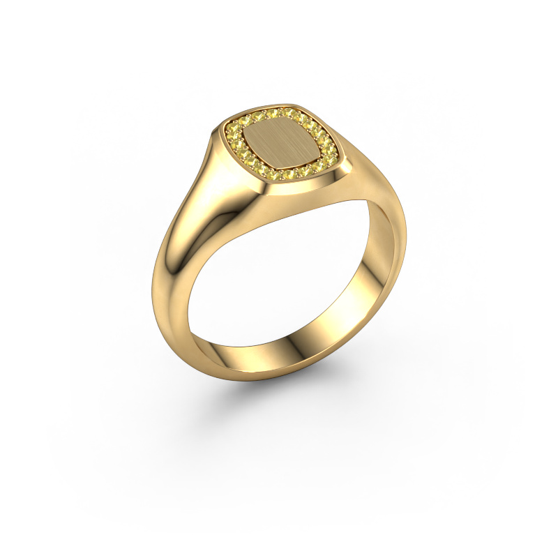 Image of Signet ring Dalia Cushion 1 585 gold Yellow sapphire 1.2 mm